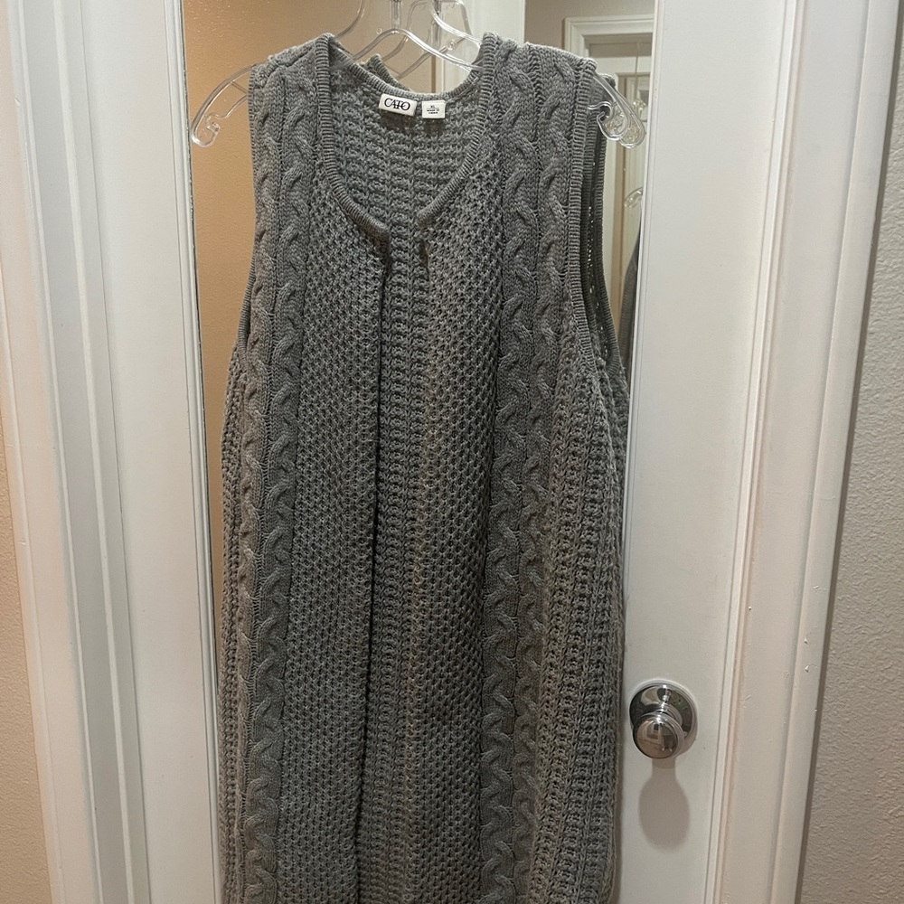 Cato Gray Cable Knit V-Neck Sweater - XL Preowned